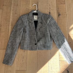 Abercrombie & Fitch tweed houndstooth cropped blazer